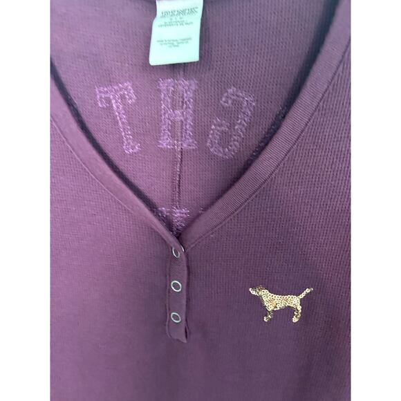 VS PINK Bling Thermal Naughty New Nice One Piece Pajama Size Small Butt Flap - Picture 7 of 10